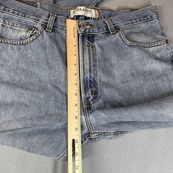 Levis 505 Jeans Mens 36x30 Blue Regular Fit Denim Medium Wash Classic Zip Fly - Picture 6 of 13